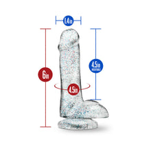 Naturally Yours 6 in. Glitter Cock Realistic Dildo with Balls Sparkling Clear