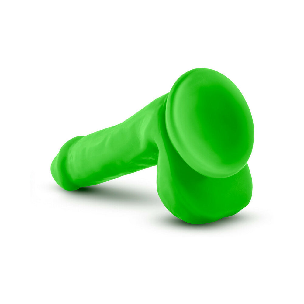 Neo 6 in. Dual Density Dildo with Balls Neon Green