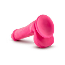 Neo 6 in. Dual Density Dildo with Balls Neon Pink