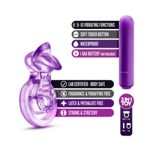 Play with Me Lick It Vibrating Double Strap Cockring Purple