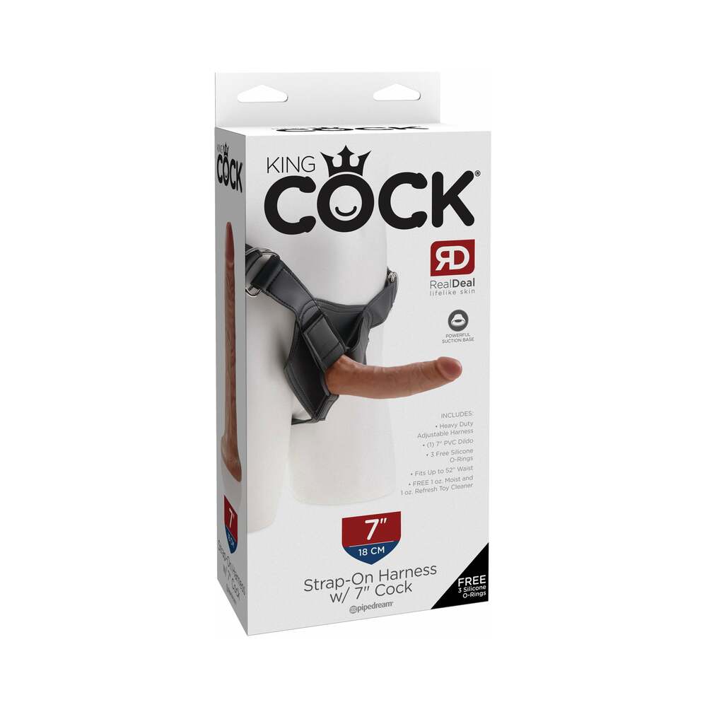 King Cock Strap-on Harness With 7 in. Cock Tan
