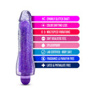 Glow Dicks Molly Color Changing 8 in. Vibrating Dildo Glitter Purple