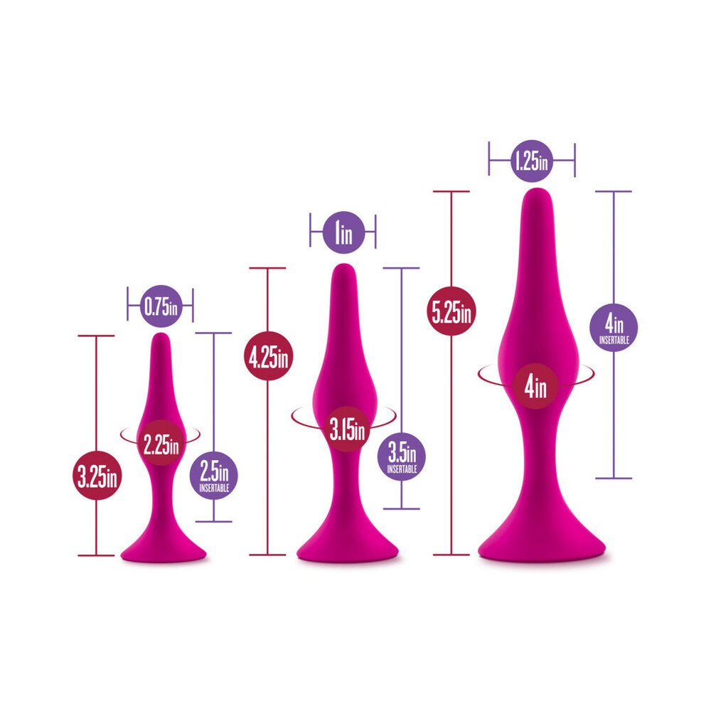 Luxe 3-Piece Silicone Beginner Plug Kit Pink