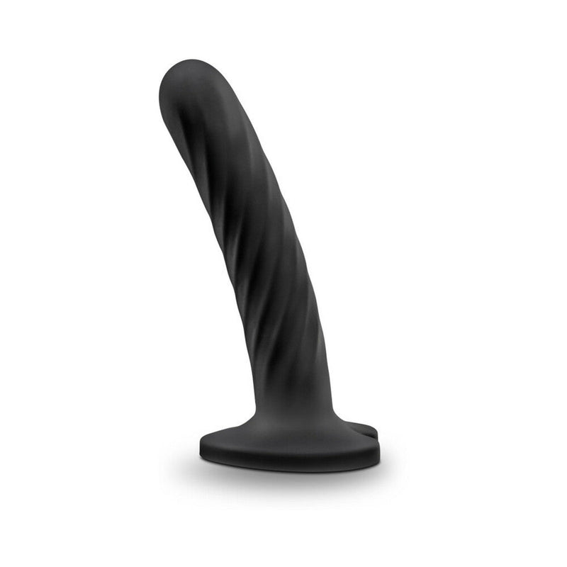 Temptasia Twist 5.5 in. Curved Dildo with Heart-Shaped Suction Cup Medium Black