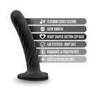 Temptasia Twist 5.5 in. Curved Dildo with Heart-Shaped Suction Cup Medium Black