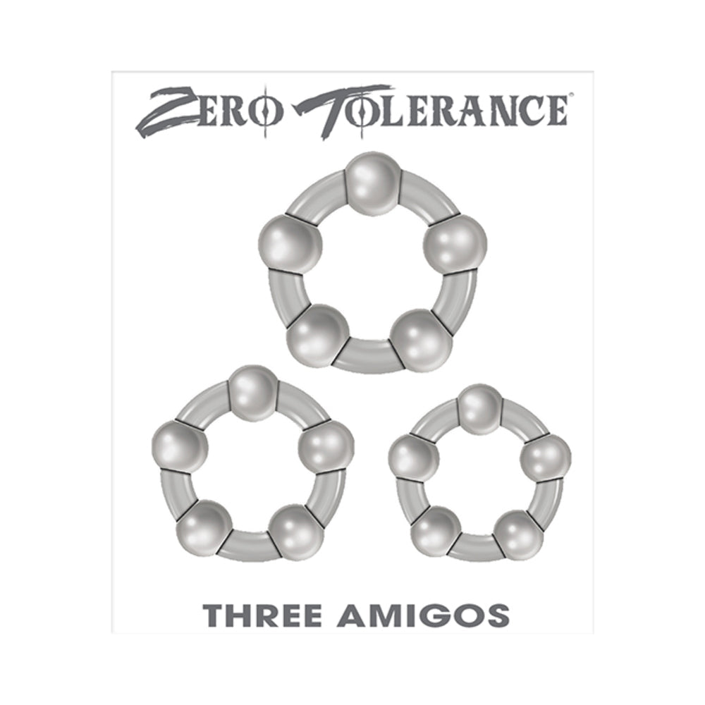 Zero Tolerance Three Amigos 3-Piece Cockring Set Clear
