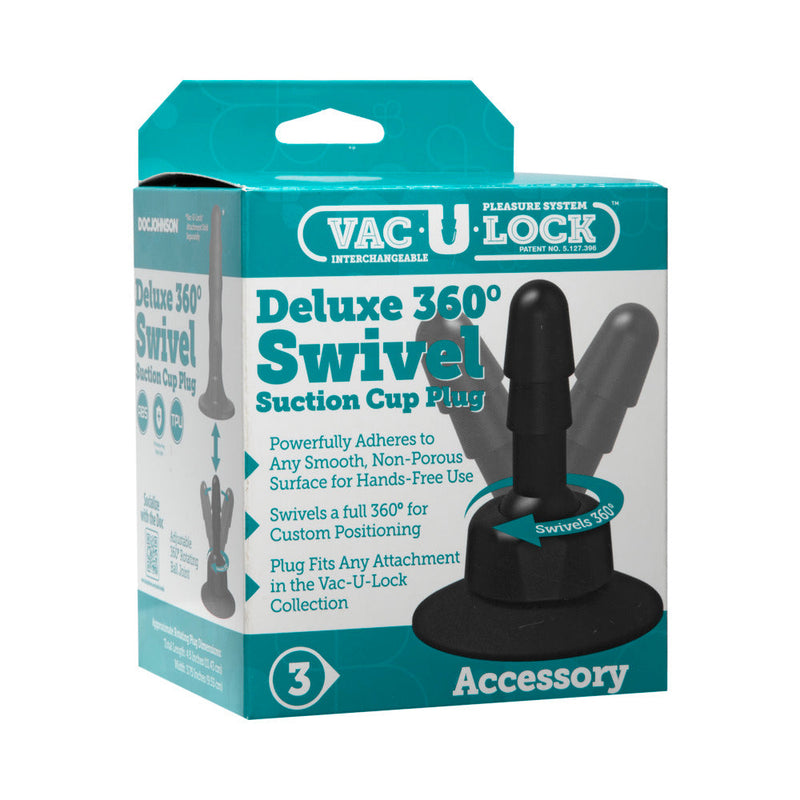 Vac-U-Lock - Deluxe 360Â° Swivel Suction Cup Plug- Black