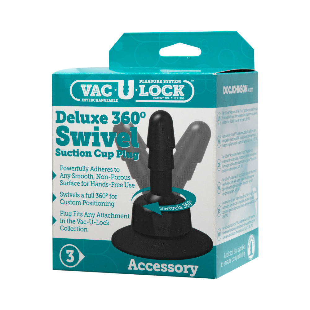 Vac-U-Lock - Deluxe 360Â° Swivel Suction Cup Plug- Black