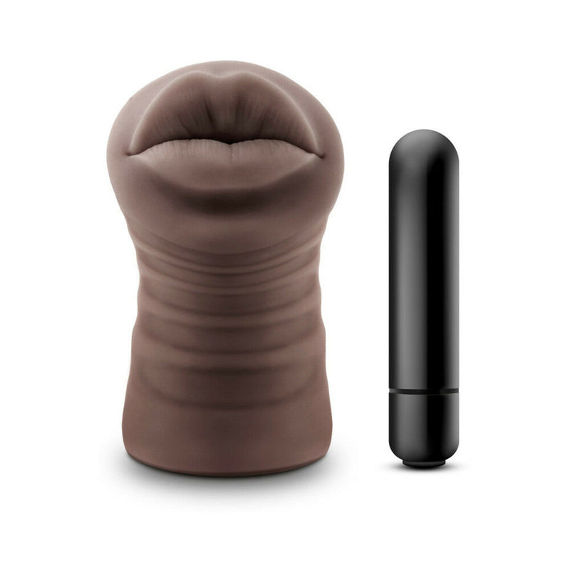 Hot Chocolate Renee Oral Stroker with Bullet Vibrator Brown