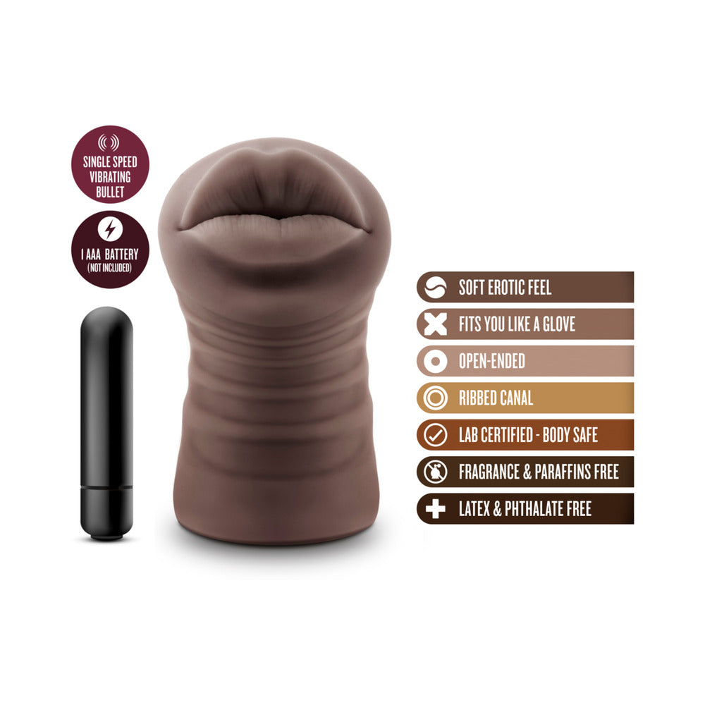 Hot Chocolate Renee Oral Stroker with Bullet Vibrator Brown