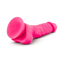 Neo Elite 7.5 in. Silicone Dual Density Dildo with Balls Neon Pink