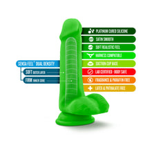 Neo Elite 6 in. Silicone Dual Density Dildo with Balls Neon Green