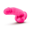 Neo Elite 7 in. Silicone Dual Density Dildo with Balls Neon Pink