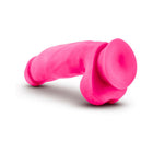 Neo Elite 7 in. Silicone Dual Density Dildo with Balls Neon Pink