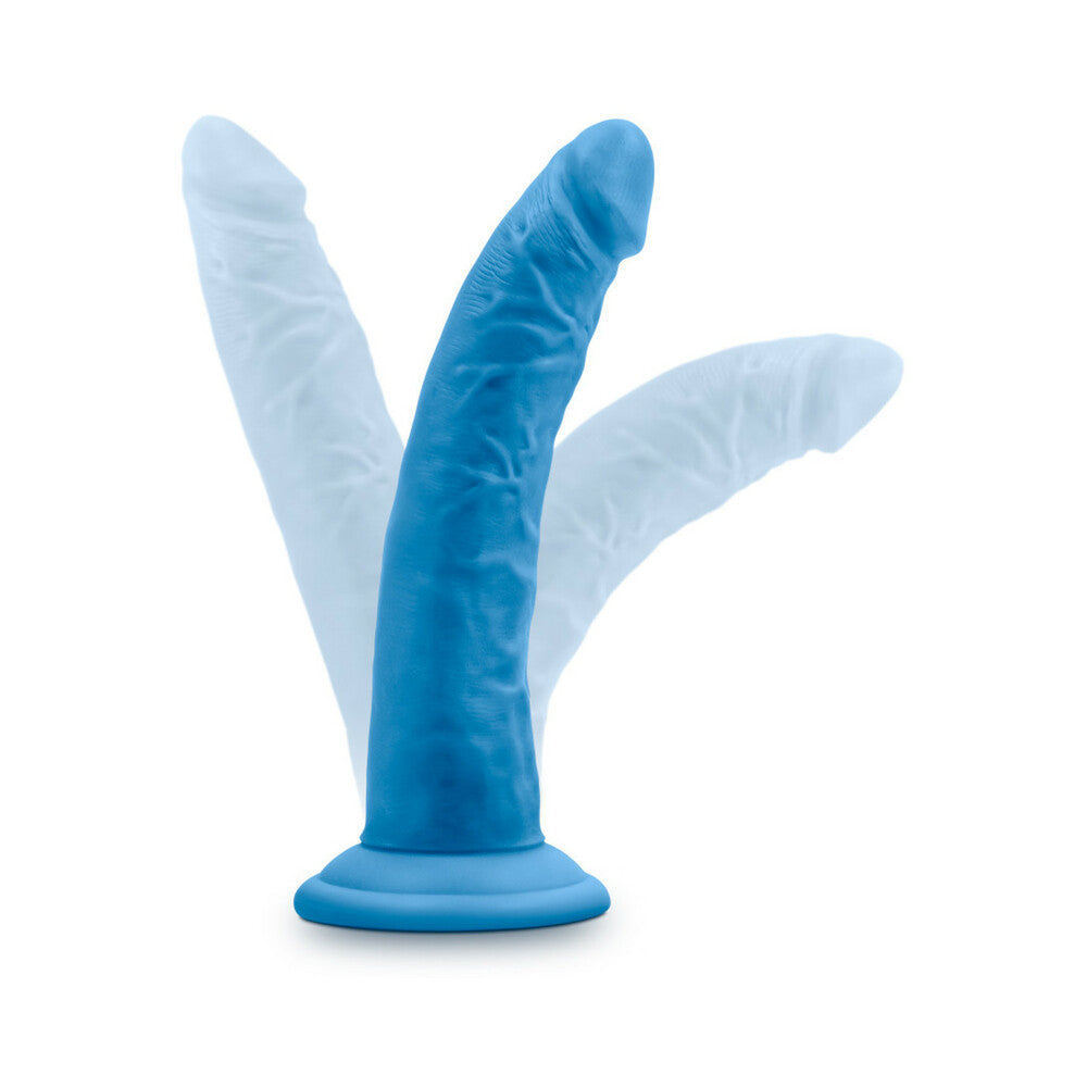 Neo Elite 7.5 in. Silicone Dual Density Dildo Neon Blue