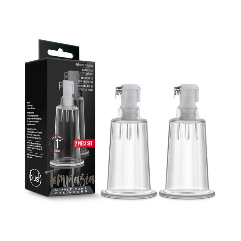 Temptasia - Nipple Pumping Cylinders - Set of 2 (1in Diameter) - Clear
