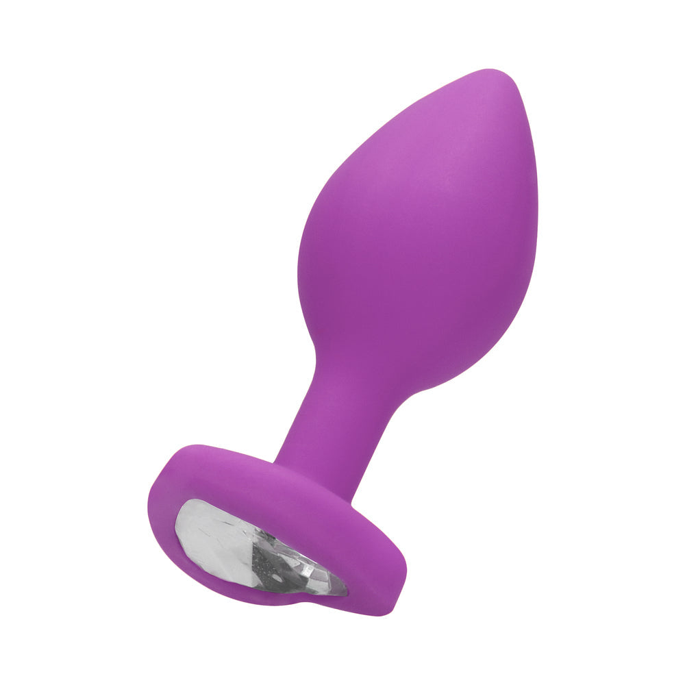 Ouch! Flexible Silicone Diamond Heart Butt Plug Purple Regular