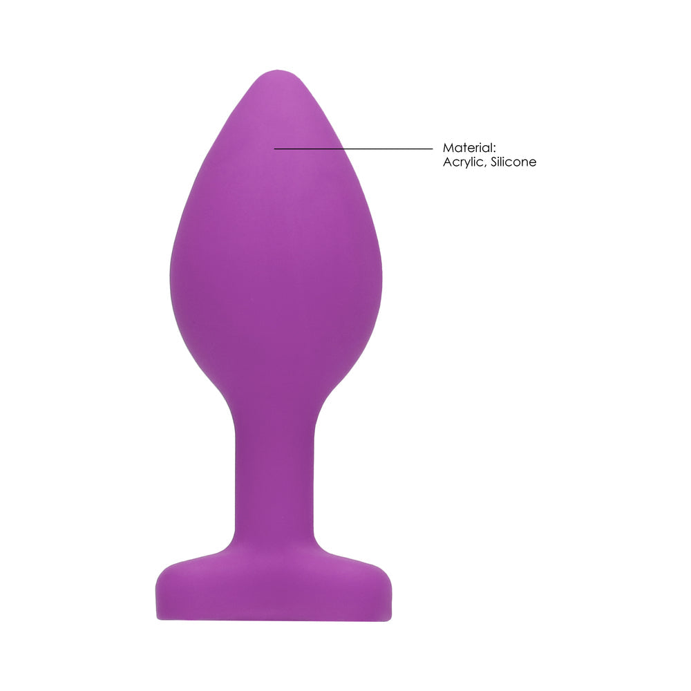 Ouch! Flexible Silicone Diamond Heart Butt Plug Purple Regular