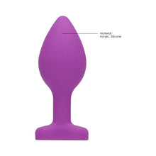 Ouch! Flexible Silicone Diamond Heart Butt Plug Purple Regular