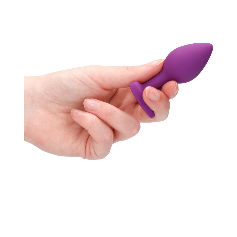 Ouch! Flexible Silicone Diamond Heart Butt Plug Purple Regular