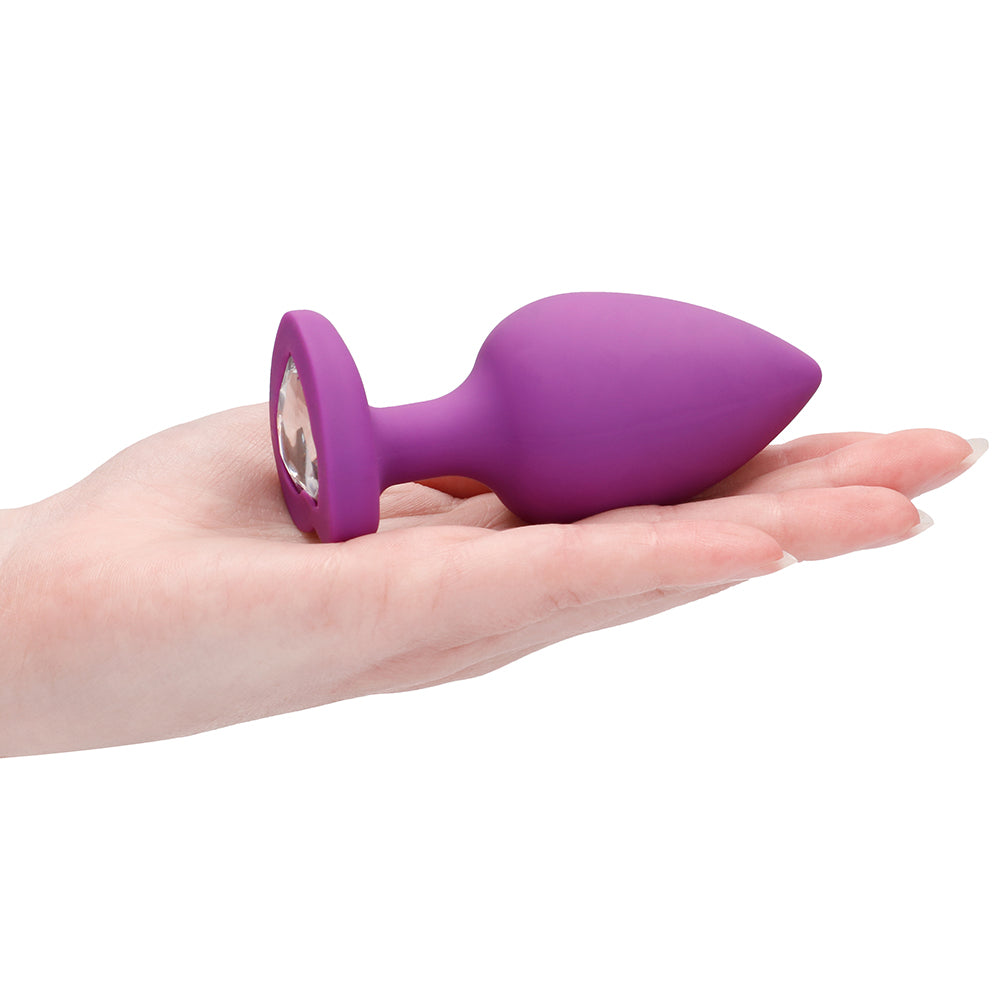 Ouch! Flexible Silicone Diamond Heart Butt Plug Purple Extra Large