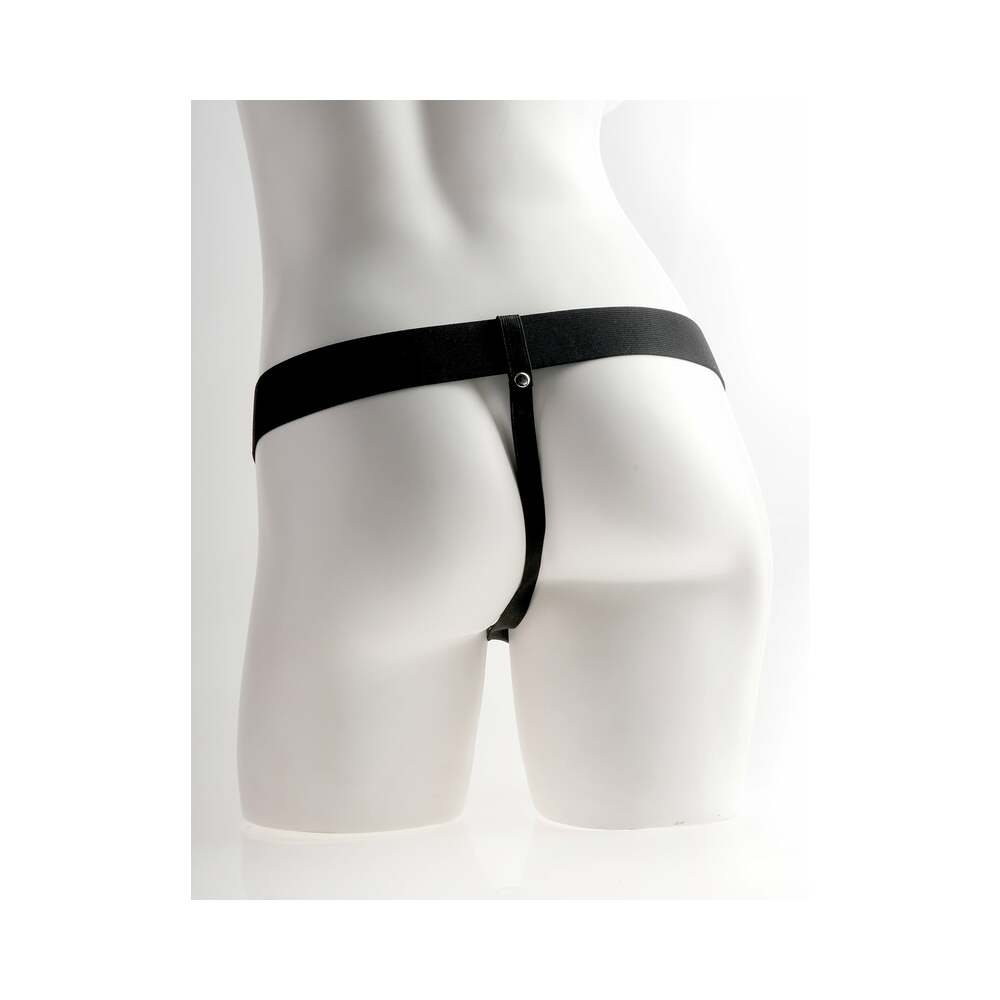 Fetish Fantasy Series Rechargeable Vibrating 7 in. Hollow Strap-On With Balls Beige/Black