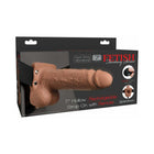 Fetish Fantasy Series Vibrating 7 in. Hollow Strap-On With Balls Tan/Black