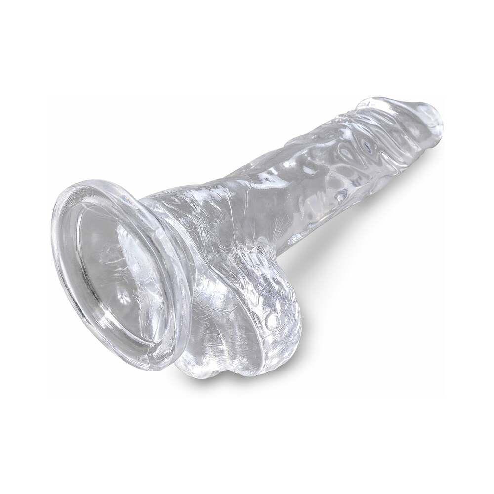 King Cock Clear 4 in. Cock With Balls Realistic Suction Cup Dildo