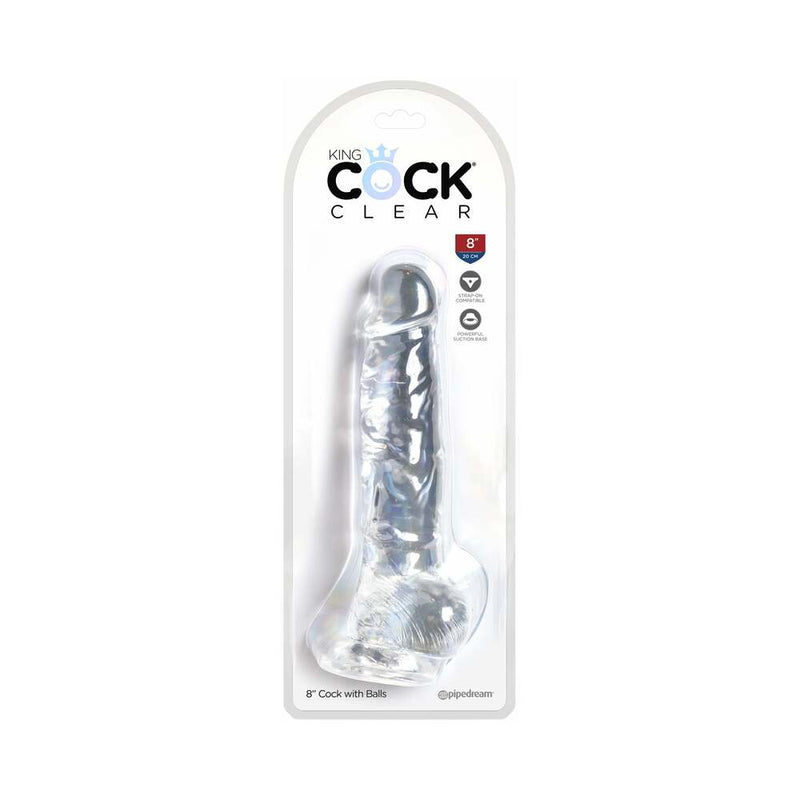 King Cock Clear 8 in. Cock With Balls Realistic Suction Cup Dildo