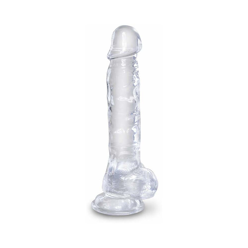 King Cock Clear 8 in. Cock With Balls Realistic Suction Cup Dildo