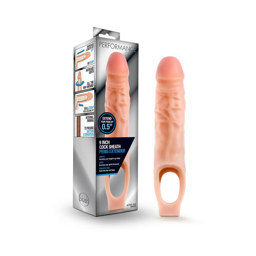 Performance 9 in. Cock Sheath Penis Extender Sling Beige