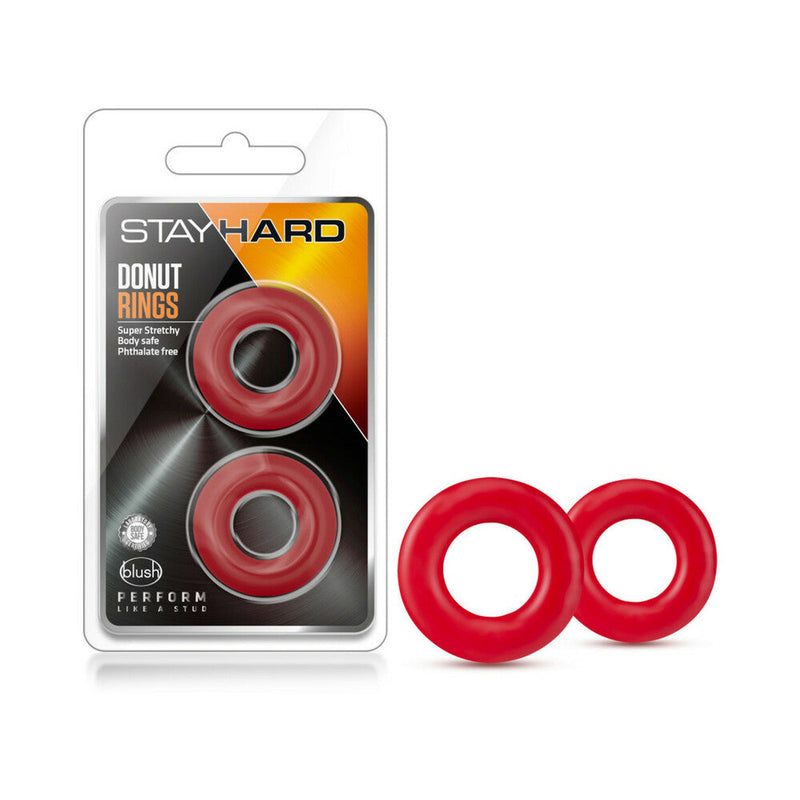 Stay Hard Donut Rings Cockring 2-Pack Red