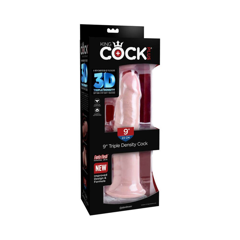 King Cock Plus 9 in. Triple Density Cock Realistic Dildo With Suction Cup Beige