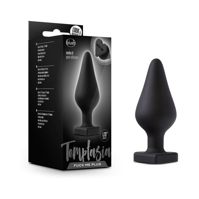 Temptasia ''Fuck Me'' Silicone Anal Plug with Heart-Shaped Base Black