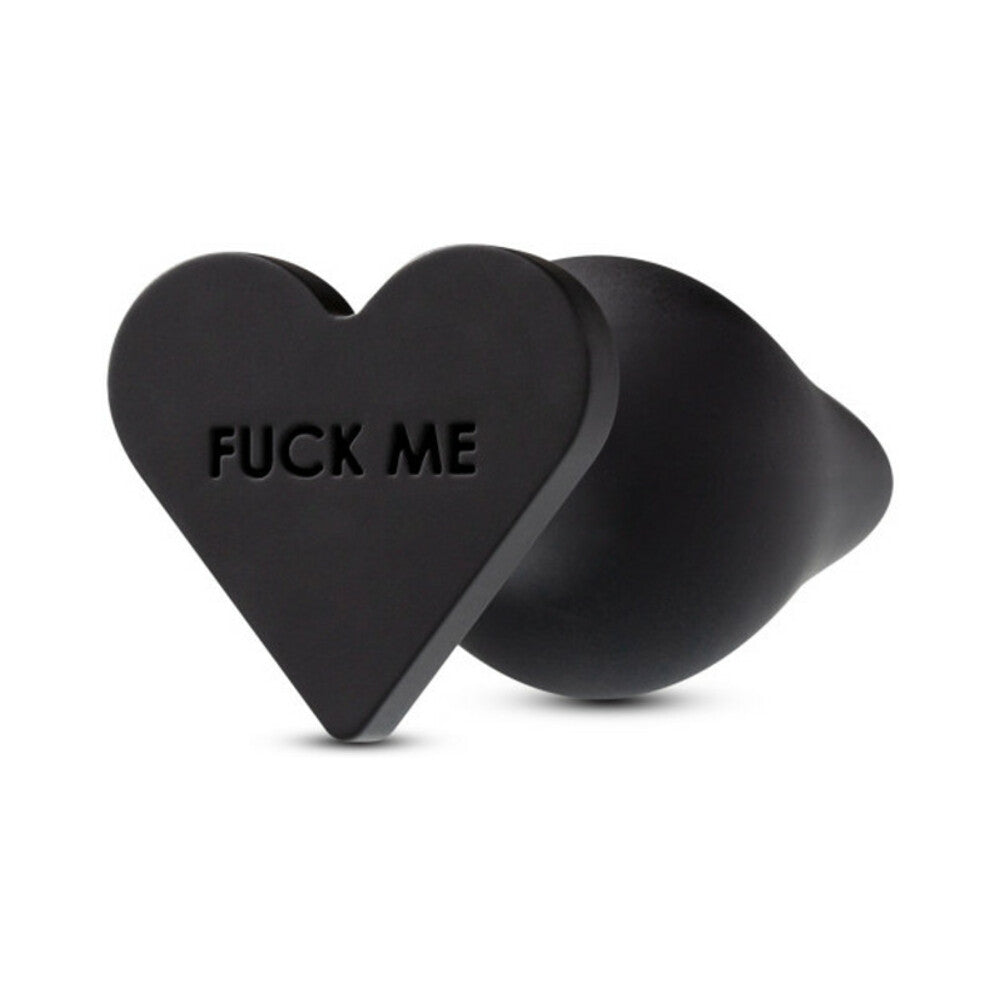 Temptasia ''Fuck Me'' Silicone Anal Plug with Heart-Shaped Base Black