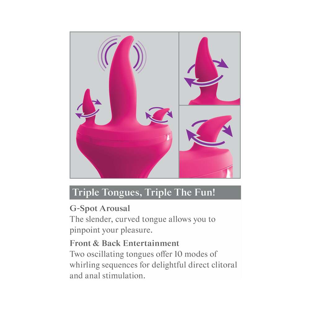 3Some Holey Trinity Triple Tongue Vibrator Rechargeable Silicone Red