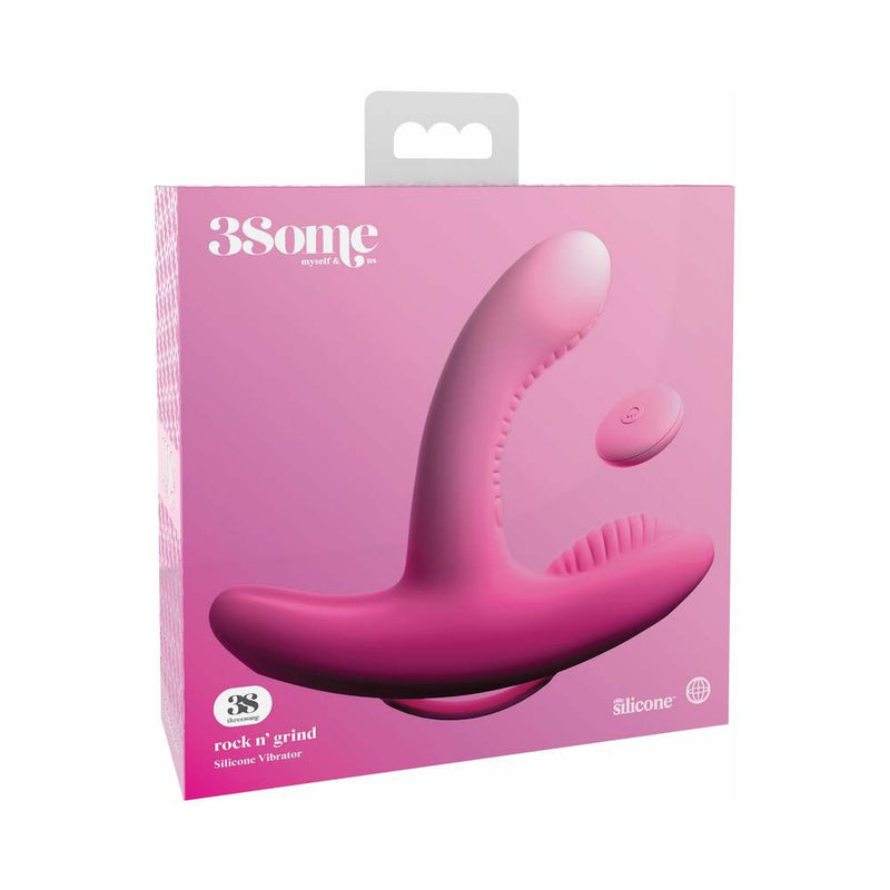3Some Rock n'' Grind Dual Stimulation Silicone Vibrator Pink