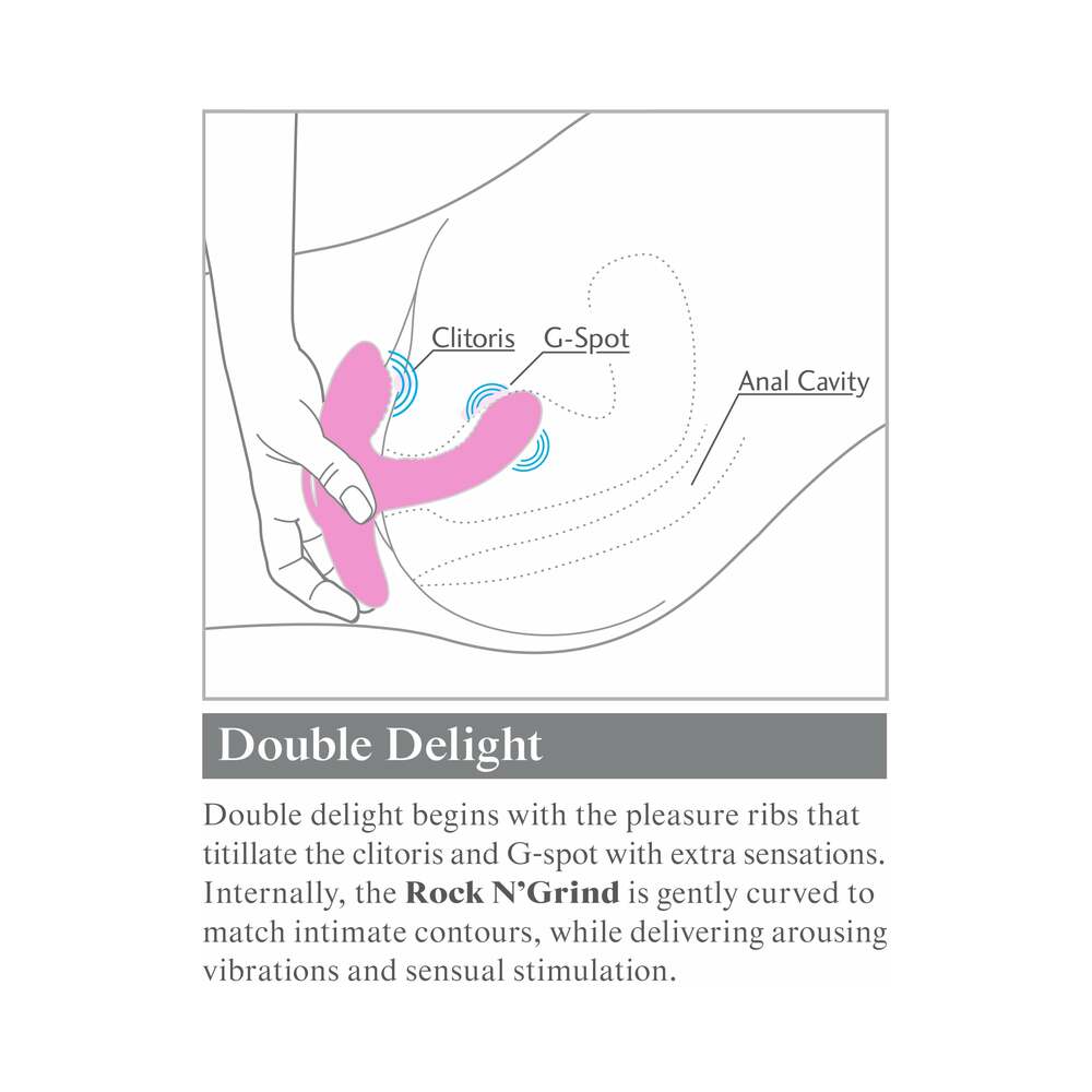 3Some Rock n'' Grind Dual Stimulation Silicone Vibrator Pink