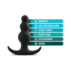 Anal Adventures Platinum Silicone Beaded Plug Black