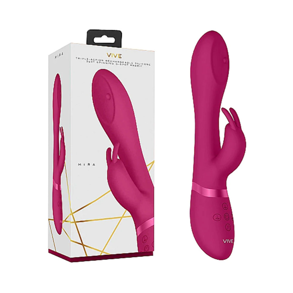 VIVE MIRA Rechargeable 360Â° Spinning Silicone Rabbit Vibrator Pink