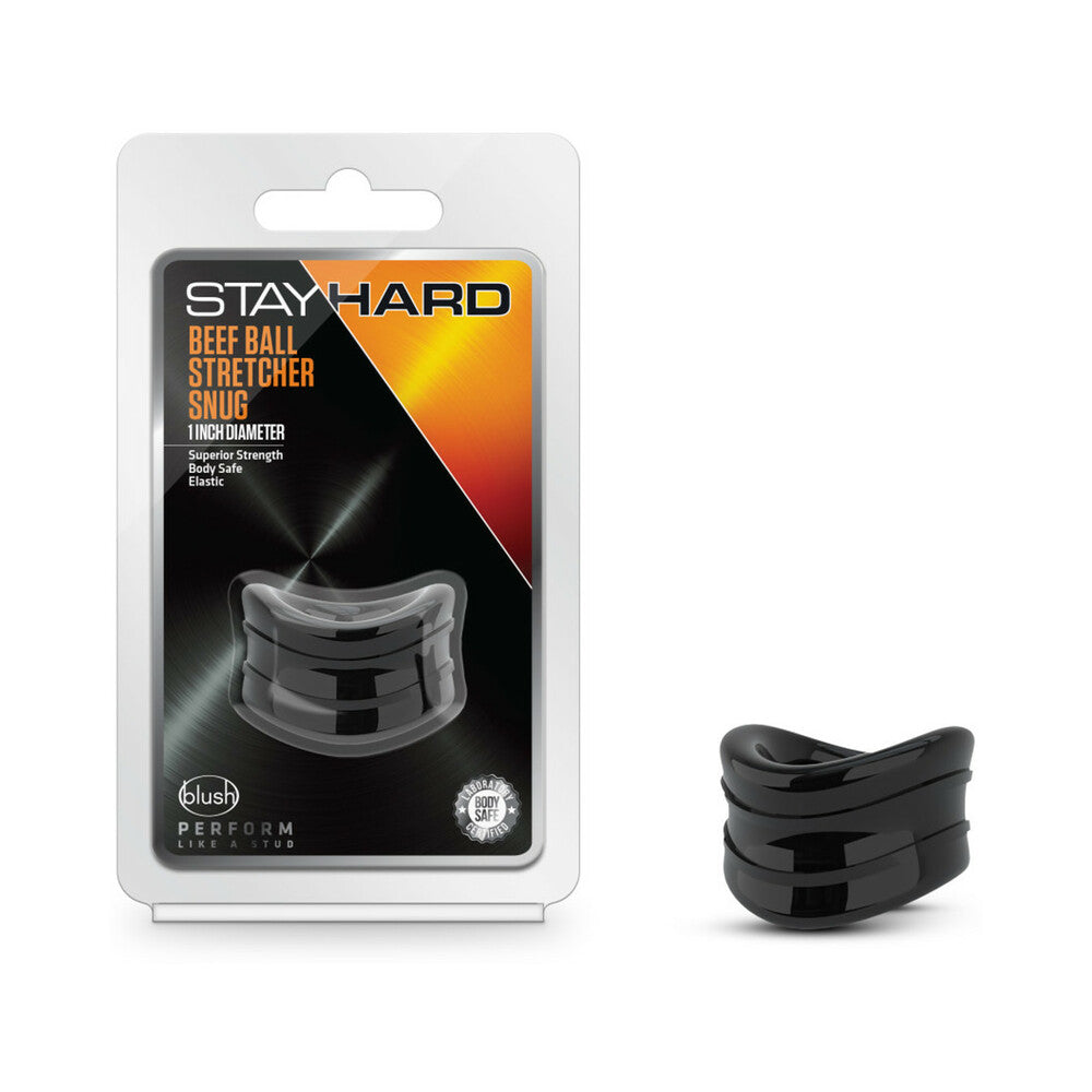 Stay Hard Beef Ball Stretcher Snug 1 in. Black