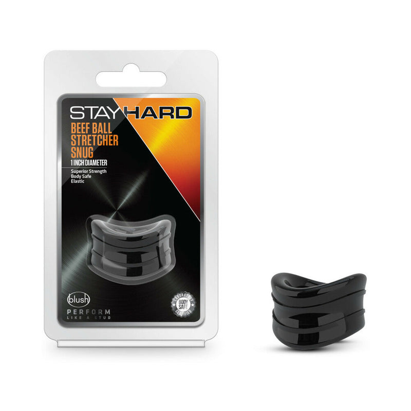Stay Hard Beef Ball Stretcher Snug 1 in. Black