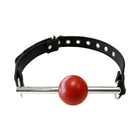 Rouge Leather Ball Gag with Removable Ball and Stainless Steel Rod Black/Red