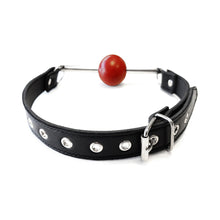 Rouge Leather Ball Gag with Removable Ball and Stainless Steel Rod Black/Red