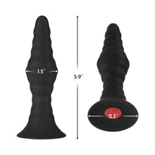 Forto Vibrating Ribbed Plug Rechargeable Remote-Controlled Silicone Anal Plug Large Black