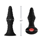 Forto Vibrating Ribbed Plug Rechargeable Remote-Controlled Silicone Anal Plug Small Black