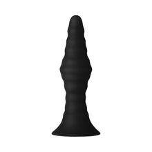 Forto Vibrating Ribbed Plug Rechargeable Remote-Controlled Silicone Anal Plug Small Black