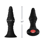 Forto Vibrating Ribbed Plug Rechargeable Remote-Controlled Silicone Anal Plug Small Black