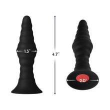 Forto Vibrating Ribbed Plug Rechargeable Remote-Controlled Silicone Anal Plug Small Black
