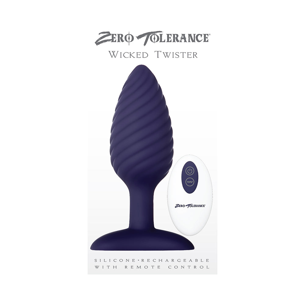 Zero Tolerance Wicked Twister Textured Vibrating Silicone Anal Plug Purple